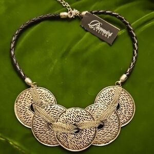 Premier Designs "Common Thread" Braided Disc Bib 15" + 4 Necklace
